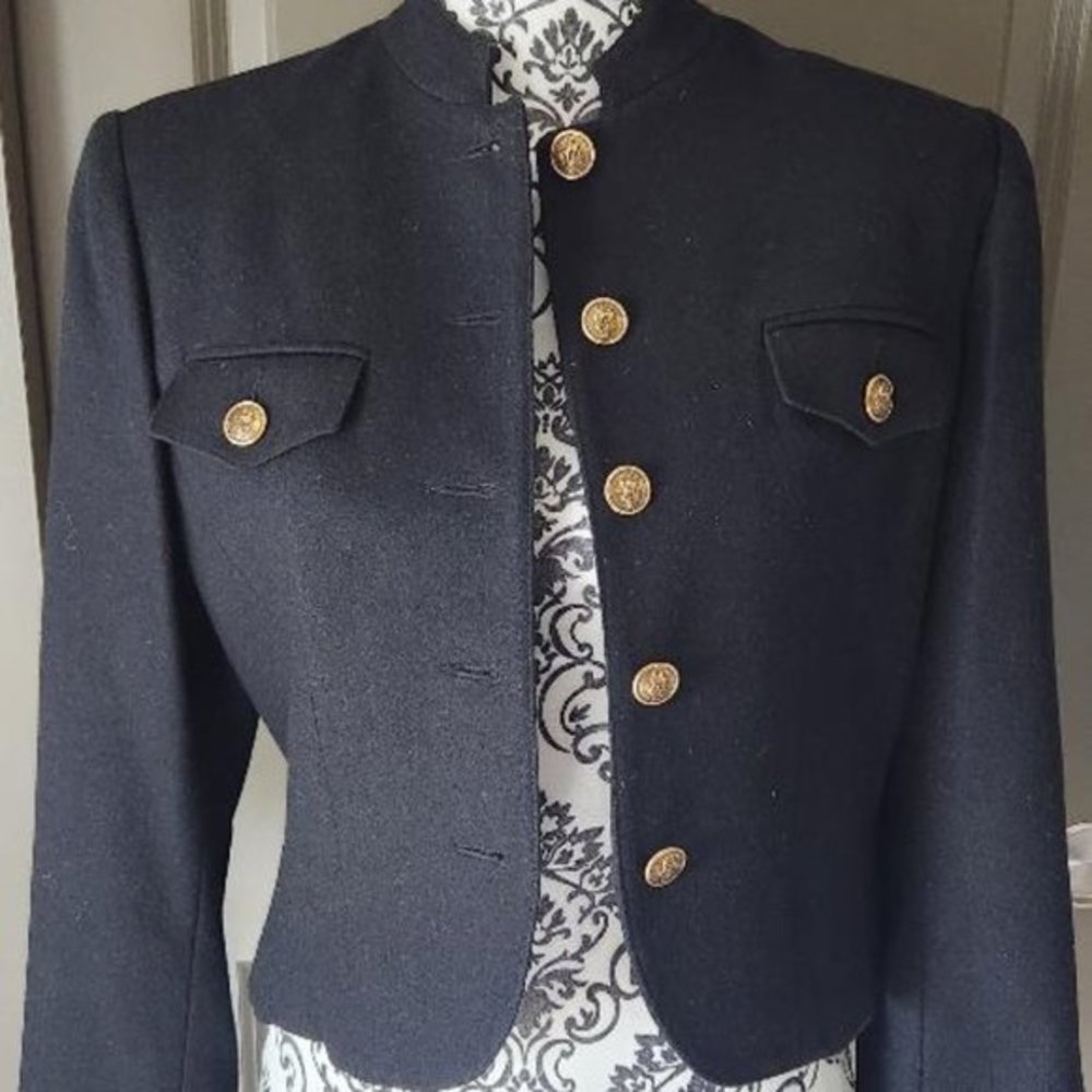 Vintage Moda Int'l Short Jacket, Black, Size 8